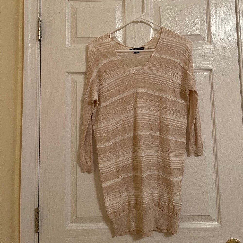 Cute Armani exchange tan and white striped top!